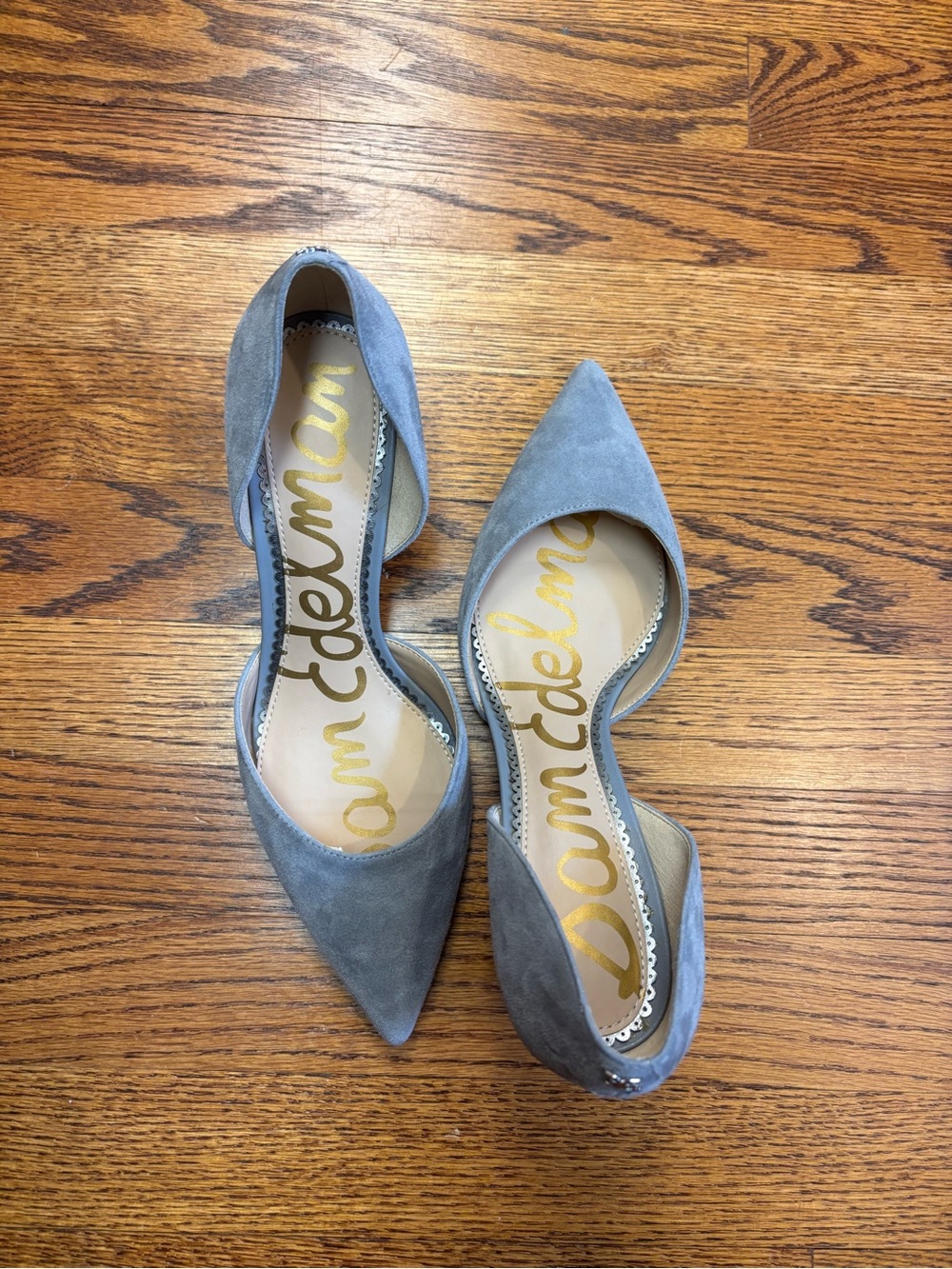 Sam Edelman Grey Suede Pointed D'Orsay Flats
